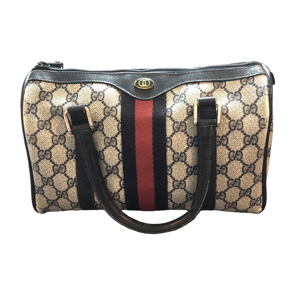 Authentic Gucci 80s Navy GG Monogram Boston Bag Excellent Condition for vintage